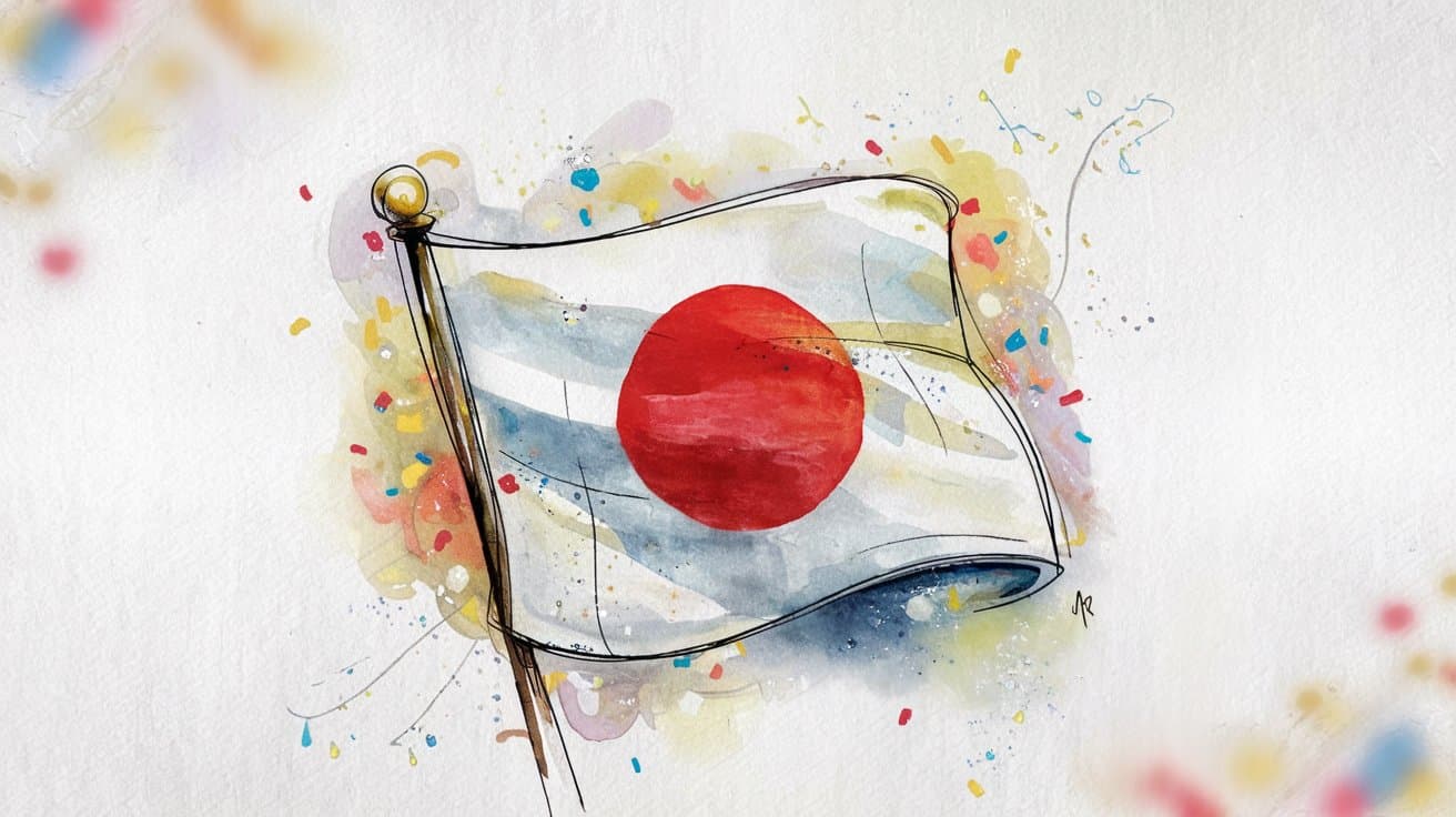 Happy Birthday song lyrics in Japanese Katakana with cherry blossoms