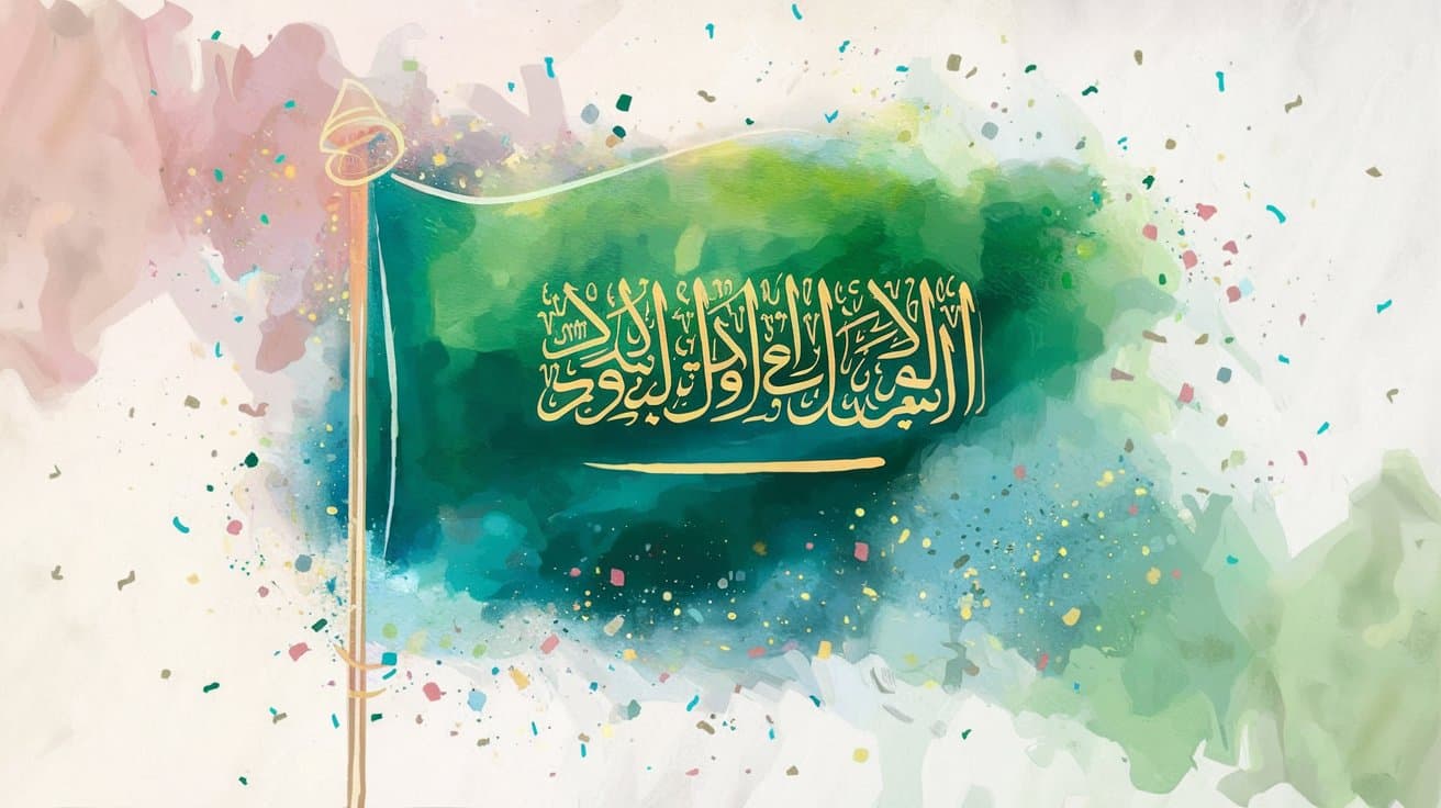 Happy Birthday song lyrics in Arabic with ornate calligraphy