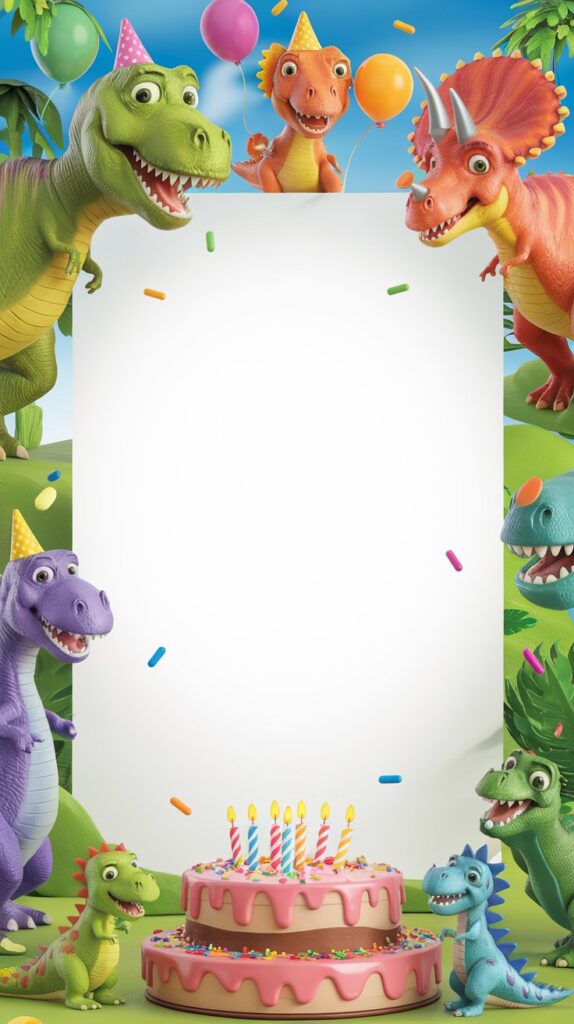 Dino Cake Birthday Card